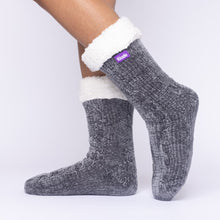 Load image into Gallery viewer, The Foozie™ in Dark Gray, side view worn in Medium with the sherpa cuff folded down