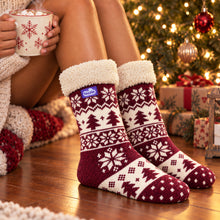Load image into Gallery viewer, The Foozie™ Christmas Nordic slipper socks, by the Christmas tree
