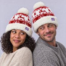 Load image into Gallery viewer, The Foozie™ Reindeer Christmas Beanie, worn by a couple
