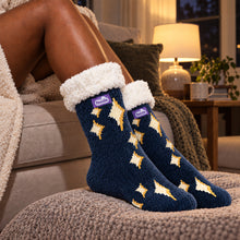 Load image into Gallery viewer, The Foozie™ Sparkles slipper socks, by lamplight

